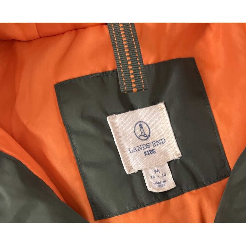 Lands End Kids Boys Jacket w/ Hood Green & Orange M 10/12 - Picture 7 of 11
